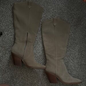 Vince Camuto- Women's Taupe wide calf Knee-High Boots